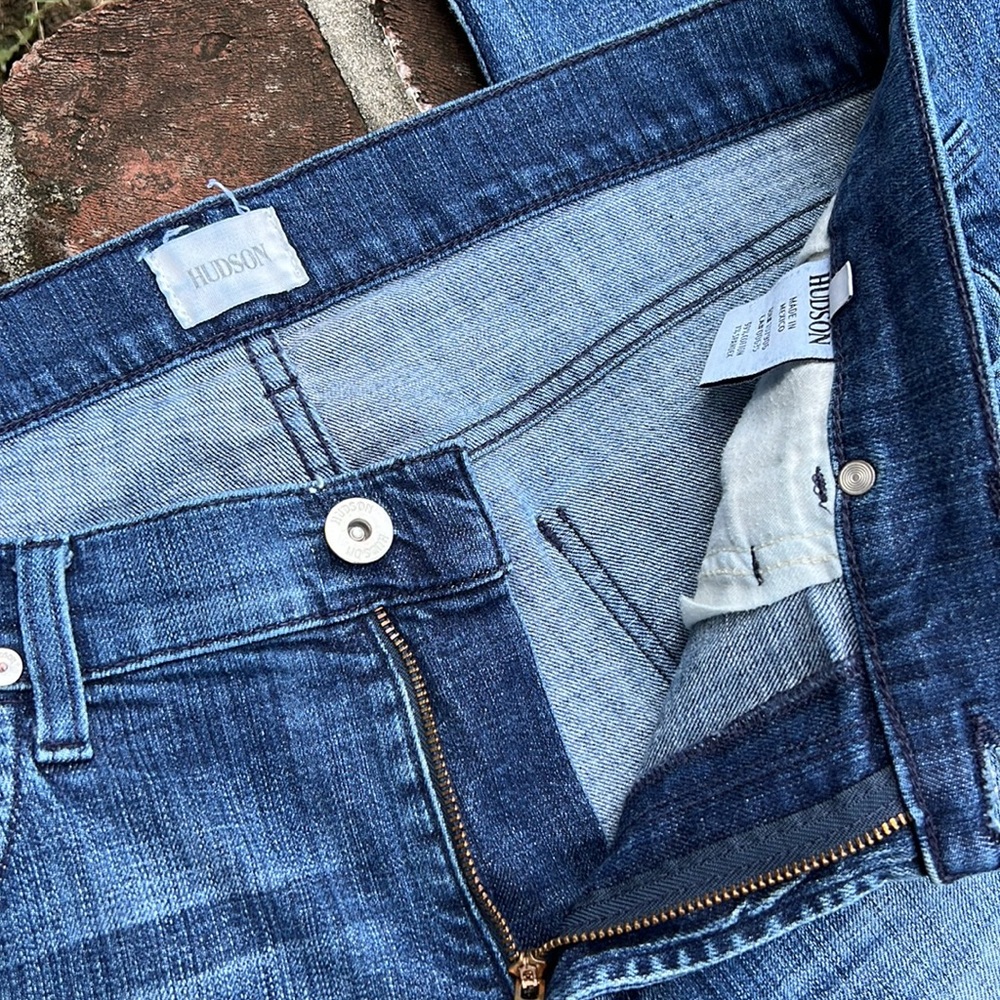Hudson Blake slim straight zip fly distressed medium wash jeans size 34 - Picture 3 of 7